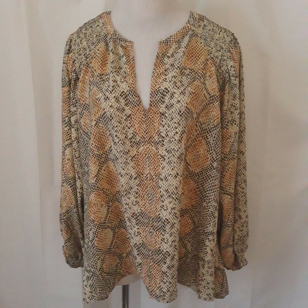 Ava & Viv Women's Tunic Top 2X Long Sleeve V Neck Snake Print Plus Size New